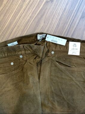 J. Crew 484 Slim Men’s Corduroy Pants in Olive Brown